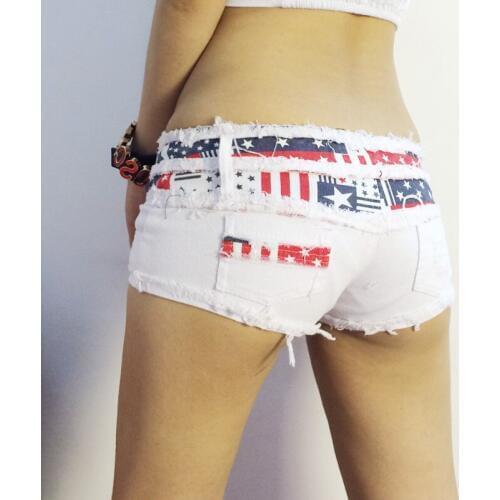 1pcs Women Sexy jeans shorts plus size 2021 Summer cotton national flag denim shorts Ladies Skinny jeans super short pants Girls