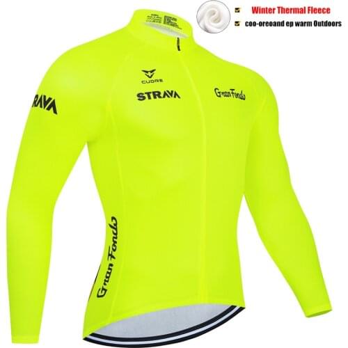 Pro STRAVA Winter Thermal Fleece Cycling Jersey Long Sleeve MTB Bicycle Clothing Maillot Ropa Ciclismo Invierno Bike Clothes