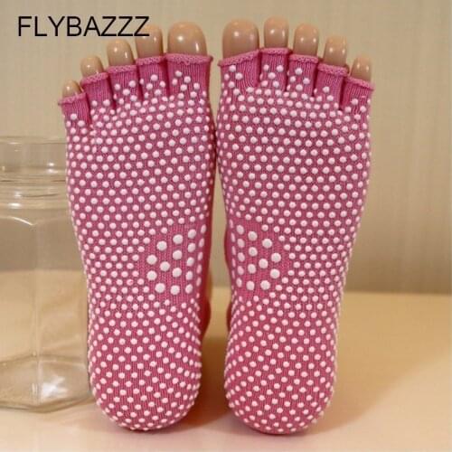 1 pair Professional Women Yoga Socks Half Toe Non Slip Ladies Massage Sport Socks Half-fingers Cotton Warm Exercise Running Hose