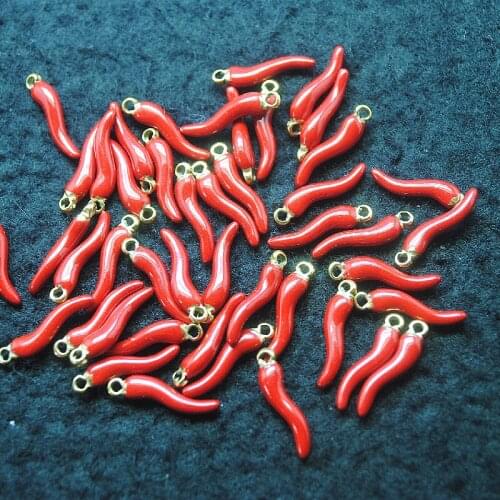 15PCS 304 Stainless Steel Material Red Pepper Pendants 18x4MM DIY Beads For Jewelry Making Accessories New Arrivals Free Ship