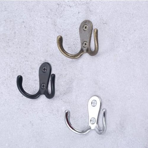 2sets Double Heads Hook Wall/Door Mounted Hanger Door w/screws Black/Silver/Antique Bronze Coat/Key/Bag/Towel/Hat Holder 55mm