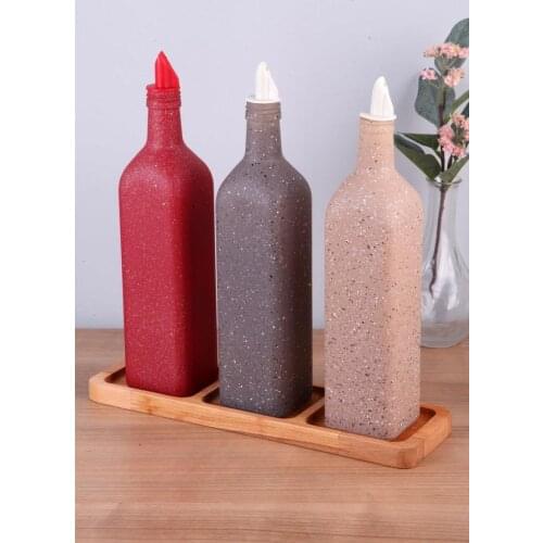 3-Piece Wooden Plate Granite Oil Bowl 750 Cc Kitchen Mother Spice Set Salt & Pepper Bowl Tableware Wooden Bamboo