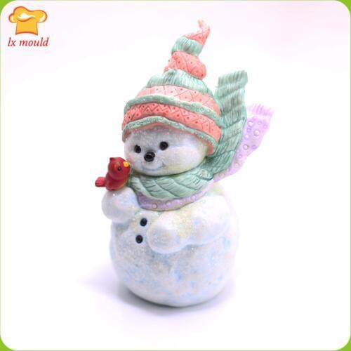 3D hat snowman holiday candle silicone mold scarf bird doll soap mold