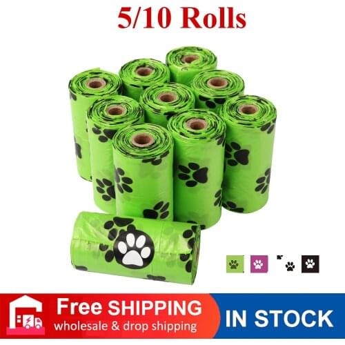 5-20Rolls Biodegradable Pet Dog Poop Bag ECO Friendly Outdoor Portable Disposable Waste Bag Pets Replacement Cleaning Supplies