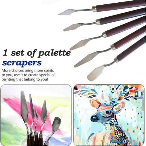 5PCS/Set Stainless Steel Oil Knives Crafts Spatula Palette Knife Set For Artist DIY Oil Painting Mixed Scraper Art Supplies
