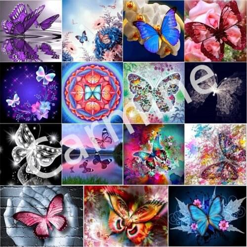 5D DIY Diamond Painting Butterfly Cross Stitch Embroidery Ornament Mosaic Handmade Full Round&Square Drill Home Decoration Gift