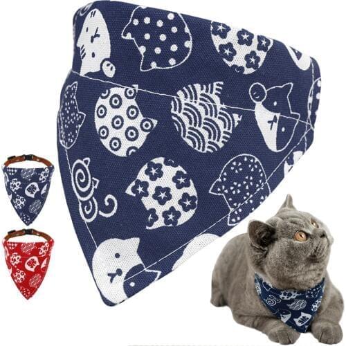 Bandana Collar For Cats Dog Pet Cat Puppy Scarf Neckerchief Adjustable Printed Bowtie Bandanas Collar Triangular Pet Accessories