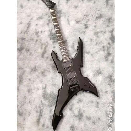 Factory customized, high quality black white electric guitar. Silver metal parts electric guitar, free transportation