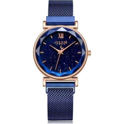 Magnetic Buckle Blue Sandstone Womens Watch Japan Quartz Lady Hours Fine Fashion Steel Bracelet Girls Gift Julius Box 1172