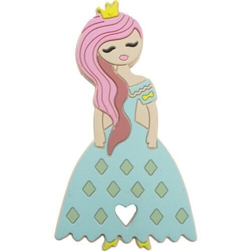 Chenkai 1PCS Silicone Princess Teether Baby Dummy Beautyful Girl Teething DIY Infant Dental Comfortable Pacifier Necklace Gifts