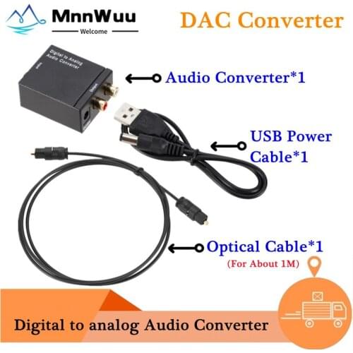 Digital to Analog Audio Converter Digital Optical Coax Coaxial Toslink to Analog RCA L/R Audio Converter Adapter Amplifier