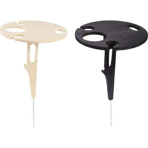 Wooden Outdoor Snack Wine Table Foldable Round Desktop Picnic Party Travel Tools with Wine Glass Rack Bottle Holder