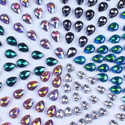 Drop Shape Four Claw Rhinestones Decoration Sewing DR Rhinestones Applique For Clothing Dress Rhinestone Strass Crystals Decor F