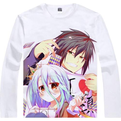 No Game No Life T-Shirt Blank Shirt Man Long sleeves t-shirts Anime Products cute girls' & women summer Long sleeves t-shirts a