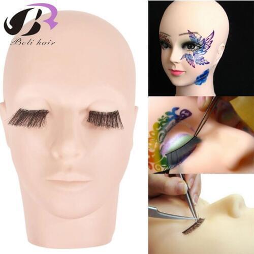 Mannequin Head for Eyelashes Extension Kit For Beginner Practicing Grafting Eyelash Extension Practing Tools With Flat Make up