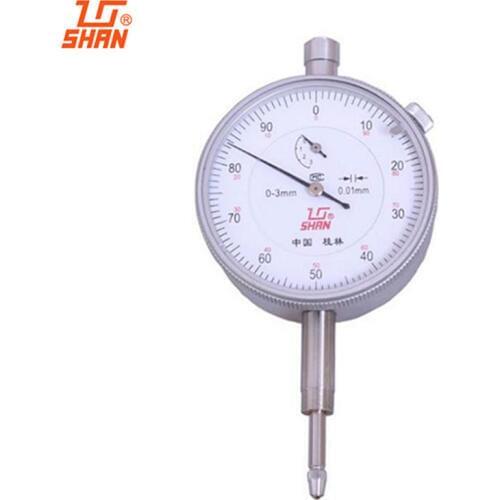 SHAN Dial indicator 0-3mm/0.01mm Aluminum Body Dial Gauge Test indicator Measuring Tools