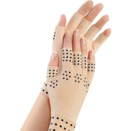 1Pair Magnetic Therapeutic Arthritic Fingerless Compression Gloves Therapy Mittens EK-New