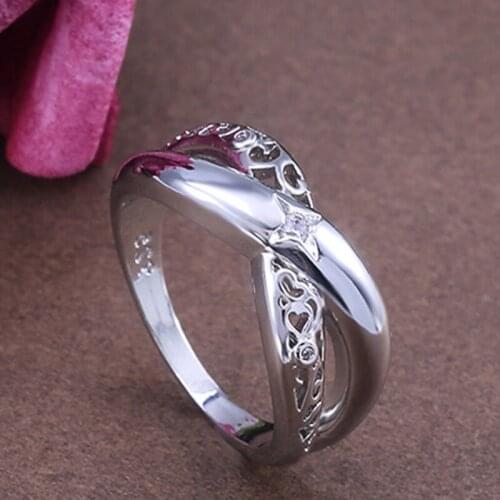 JK Trendy Letter X Shaped Women Midi Knuckle Rings With Star Hollow Design Silver Plated New Years Gift Ring For Women