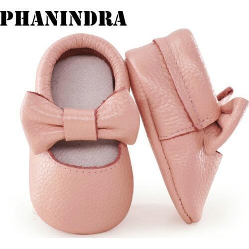 Genuine Leather baby shoes baby Moccasins Soft Moccs side no fringe Newborn girls dress Shoes First Walkers infant 0-18 M