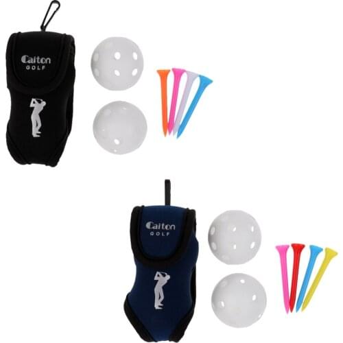 Clip-on Golf Ball Holder Belt Bag Plus 2 Golf Balls and 4 Tees Sets