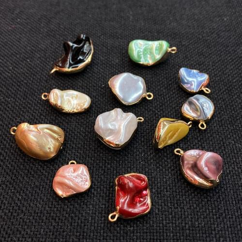5Pcs/pack Natural Conch Shell Pendant Charms Geometric Shape Electroplated Phnom Penh Jewelry for Making Necklace 15-30mm Size