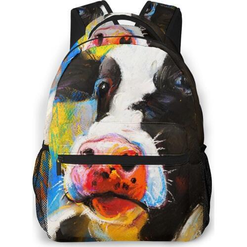 Backpack Casual Travel Bag Farm Cow Portrait School Bag Fashion Shoulder Bag For Teenage Girl Bagpack