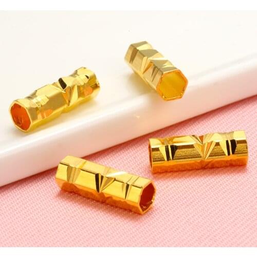 20 pcs Carved Pentagon tube straight gold connectors bracelet spacer bead earring jewelry findings accessories