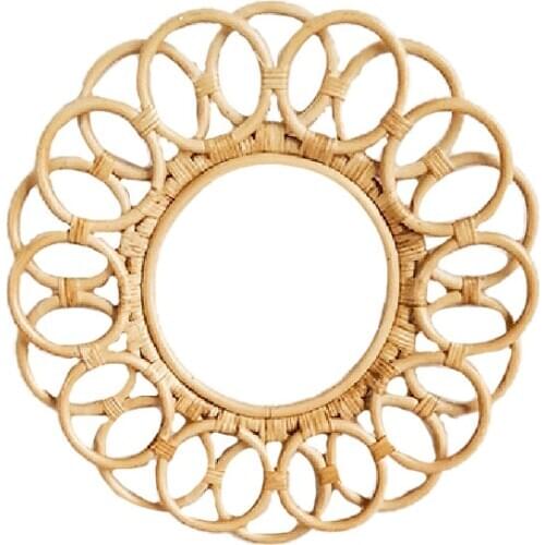Rattan Frame Mirror Decor Frame Decor Wall Frames, Vintage Craft Frame Hanging Wall Mirror Frame, Not Included Mirror