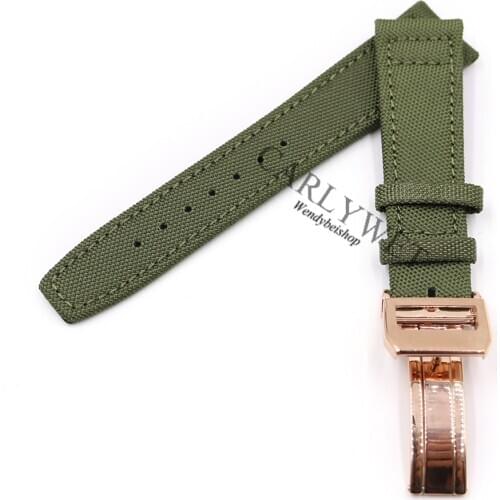 Rolamy 20 21 22mm Green Black Nylon Fabric Leather Band Wrist Watch Strap Belt With Stainless Steel Buckle For IWC Tudor Rolex
