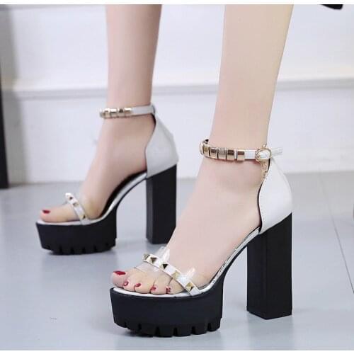 Red white peep toe platform sandals peep toe high heels sandals women Ankle Strap Shoes Gladiator Party Dress Wedding Shoes heel