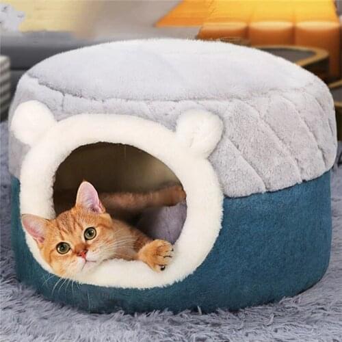 Removable Pet Cat Basket Bed Cat House Soft Plush Kennel Puppy Cushion for Small Dogs Cats Warm Sleeping Bed Pet Mat Supplies