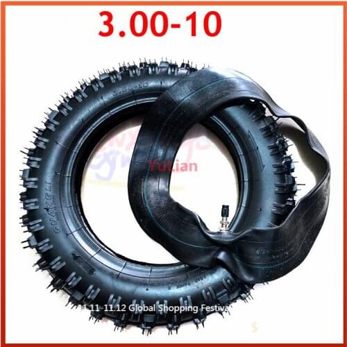 3.00-10 inch Tire + Tube Tyre Non-slip Motocross Racing Motorcycle Dirt Pit Bike Atomik SSR SDG GY6 Scooter