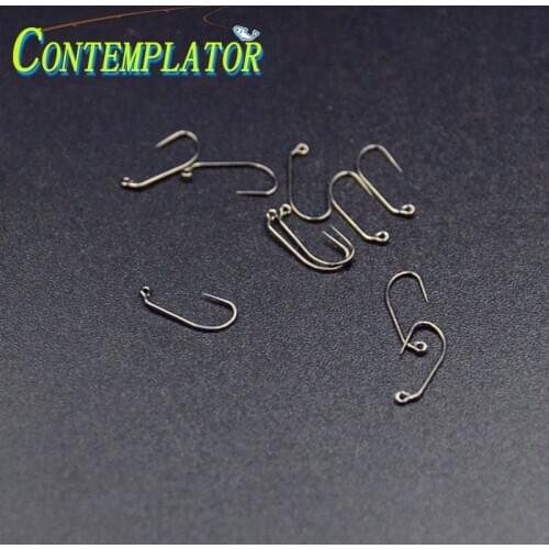 CONTEMPLATOR 20pcs 3optional Sizes 60° Jig Flat Eye Barbless Hooks 12# 14# 16# Dry&Wet Flies Caddis Shrimp Fly Fishing Hook