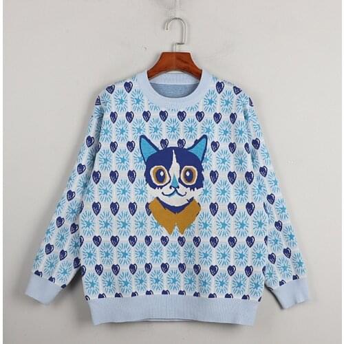 1103 2020 Autumn Free Shipping Crew Neck Long Sleeve Kint Sweater Pink Blue Fashion Womens Clothes DL