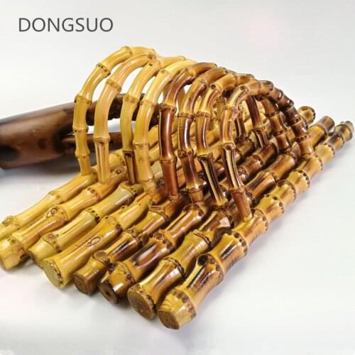 Hanger shape natural bamboo handle short strap for DIY designer handbag purse bucket bag parts accessories 30cm high quality