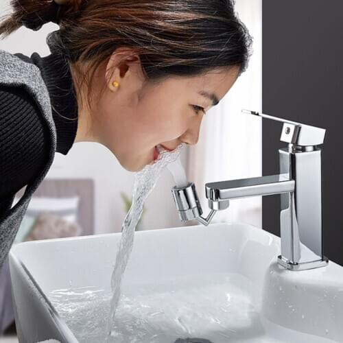 Splash-proof Faucet Metal O Ring Valve 720-degree Rotating Water Tap Adjustable Universal Faucet with Adapter