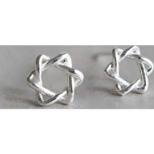 925 Sterling Silver Piercing Weave Star Stud Earring For Women Jewelry pendientes Oorbellen eh971