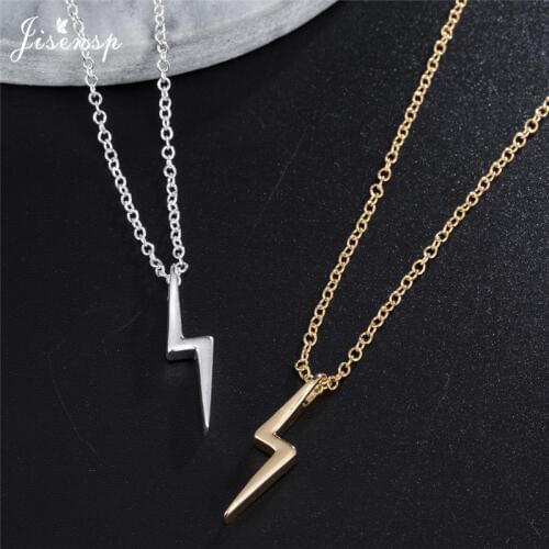 Jisensp Fashion Punk Lightning Scar Gold Necklace for Women Potter Magic Protection Pendants Girlfriend Gifts Everyday Jewelry