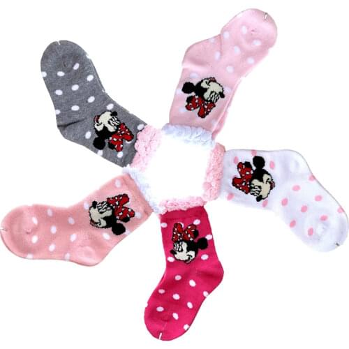 1Pair New Autumn Winter Minnie Kids Socks Princess Girls Socks Cute Cartoon Children Medium Length Funny Socks Random Delivery