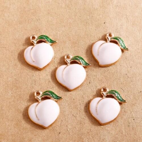 10pcs 17*17mm Enamel Peach Charms for Bracelets Fashion Earring Pendants DIY Necklace Charms for Jewelry Making