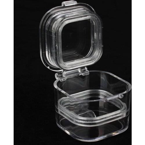 100 Pack 2.54x2.54 cm Square Mini Clear Plastic Membrane Tooth Box Transparent Dental Crowns/Bridges Storage Containers