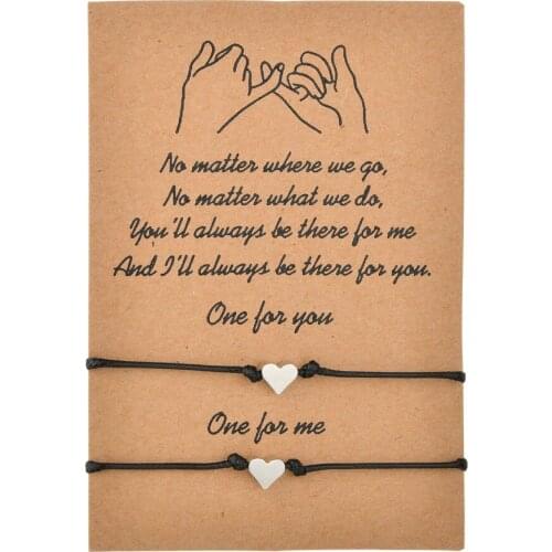 2pcs/lot Adjustable Size Heart Rope Bracelet Fashion String Bangle For Friendship Couple Holiday Gift