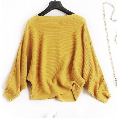 2020 New Fashion Autumn Winter Batwing Sleeves Solid Loose Knitting Sweaters for Women Ladies Casual Jumper