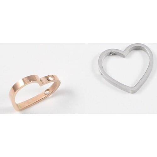 5pcs/Lot Mirror Polished Stainless Steel Hollow Heart Charm Pendants Two Holes for DIY Making Jewelry 20*22mm