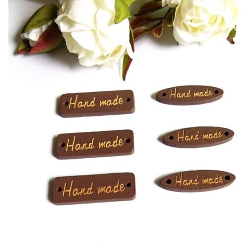 50PCs Natural Wooden Buttons plaque 2 Holes Sewing Buttons Handmade Letter Carved Scrapbooking Crafts DIY Accessory