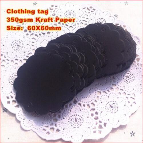 500PCS 60X60mm Rounded petals tagsBlack Kraft Paper Hang Tags,Bookmark Garment Price Labels,/ Clothing tag