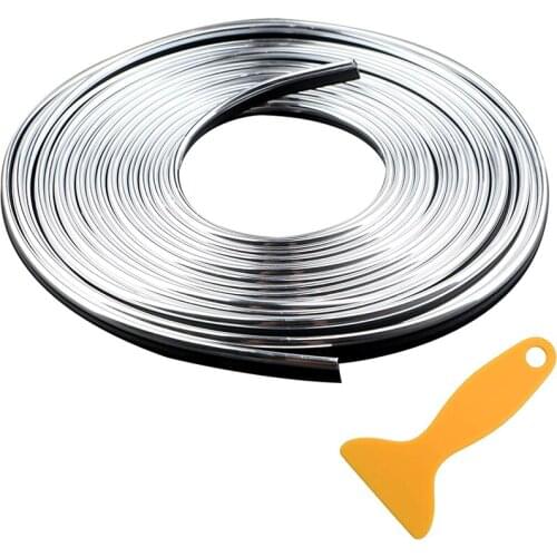 5M 16FT Silver Car Interior Moulding Trim Car Interior Exterior Decoration Moulding Trim Rubber Seal Protector Fit for Most Car