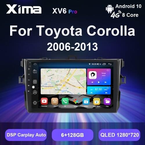 XIMA XV6 Pro Autoradio 2 din dvd Android 10 RDS Dsp Carplay Car Radio Multimedia Player For Toyota Corolla E140 E150 2006-2013
