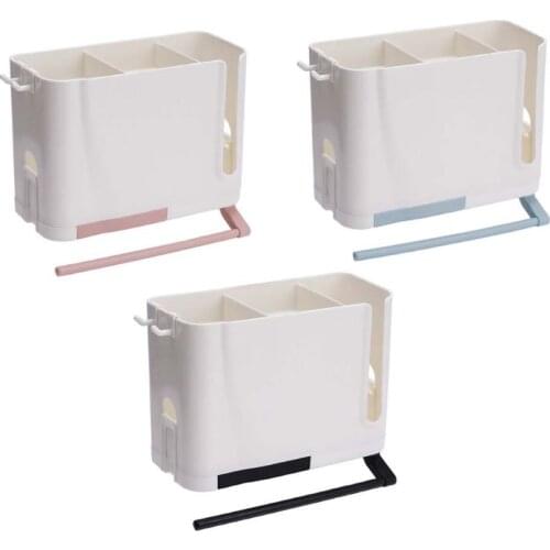 B0KB Wall Mounted Cutlery Drainer Rack with Drip Tray Towel Bar Utensils Organizer Spoon Fork Chopsticks Holder Caddy Kitchen