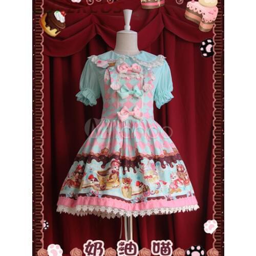 Free shipping! New Arrivals! High quality! Cream Cat Cute Lolita Skirt